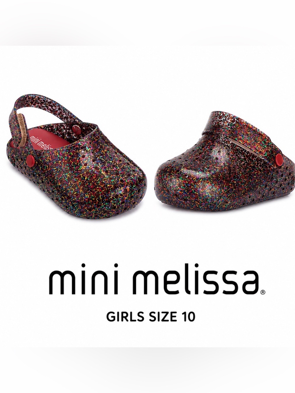 Mini Melissa Furadinha Babouche Jelly Clogs Girls US 10 Glitter Sparkle Scented